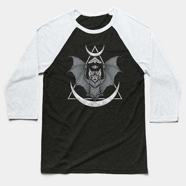 Occult Bat Baseball T-Shirt by Deniart